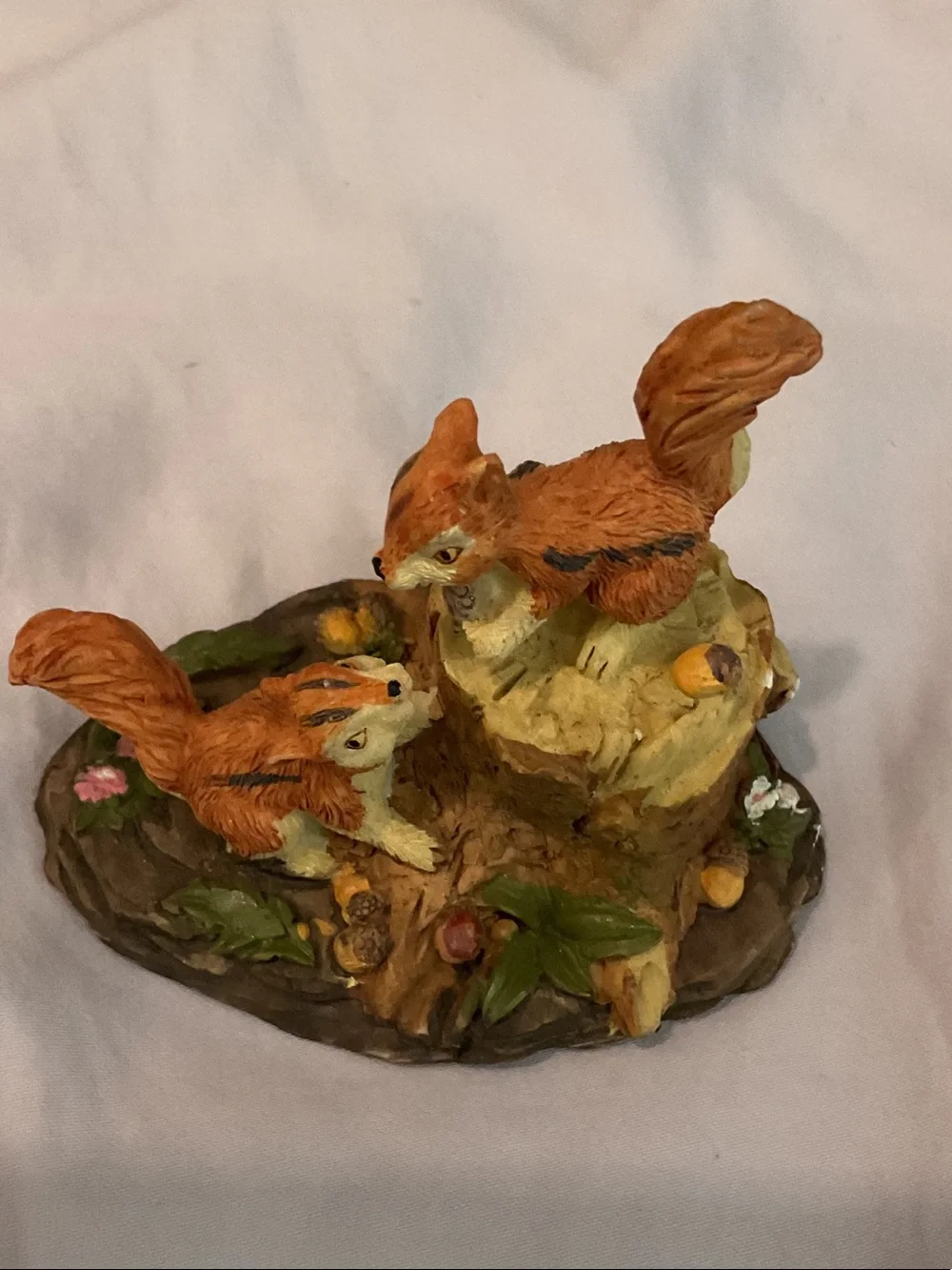 Cow & Sunflower Figurine Pair with Squirrels